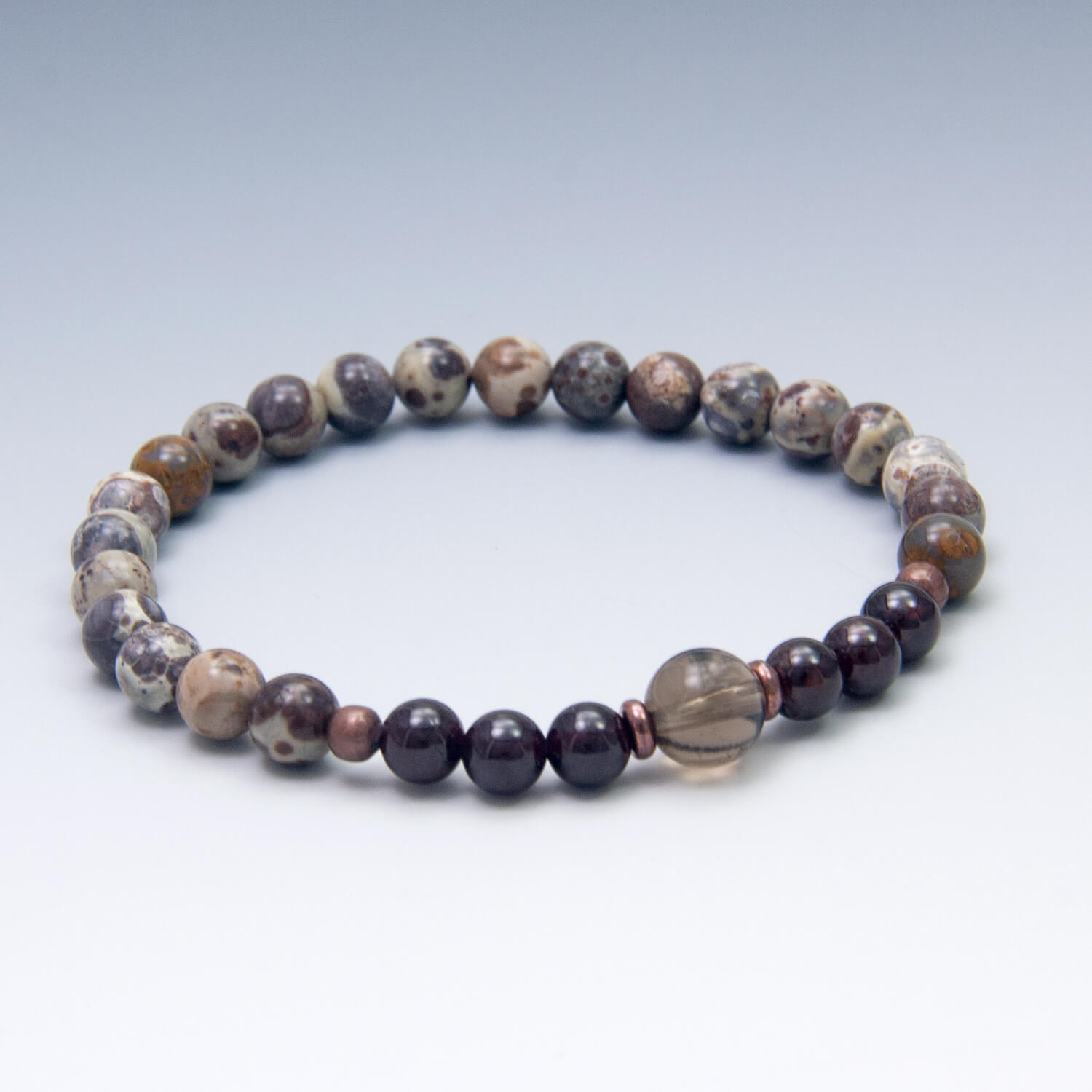Manifesting Bracelet, Jasper and Garnet with Smoky Quartz