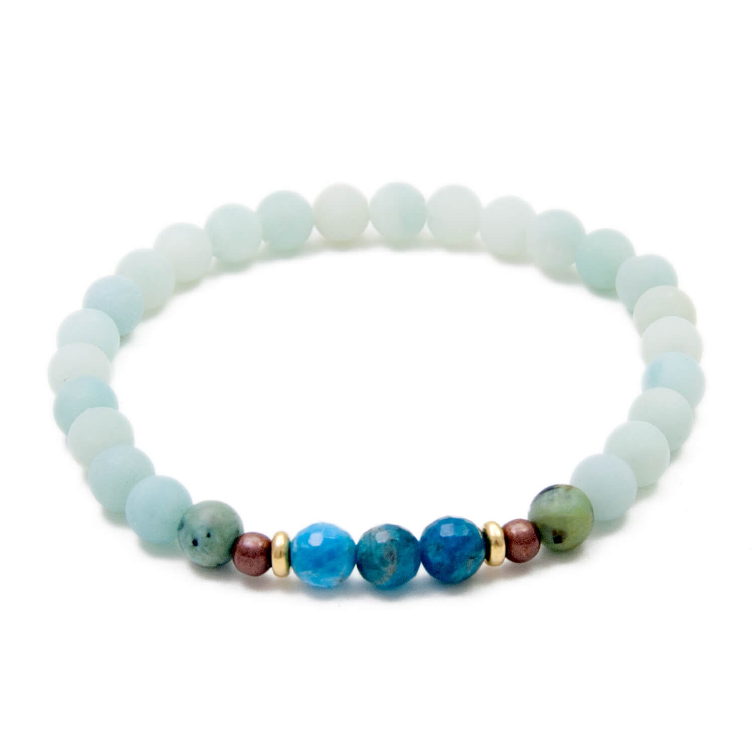 Amazonite and Apatite Bracelet - Golden Lotus Mala