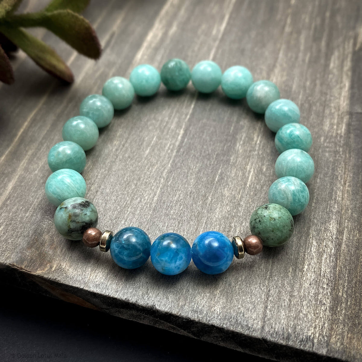 Amazonite and Apatite Bracelet, Throat Chakra, Transformation