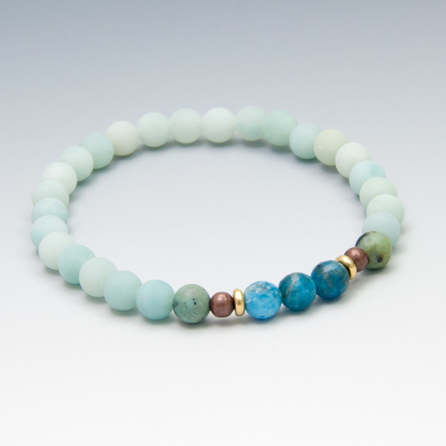 Amazonite and Apatite Bracelet, Throat Chakra, Transformation