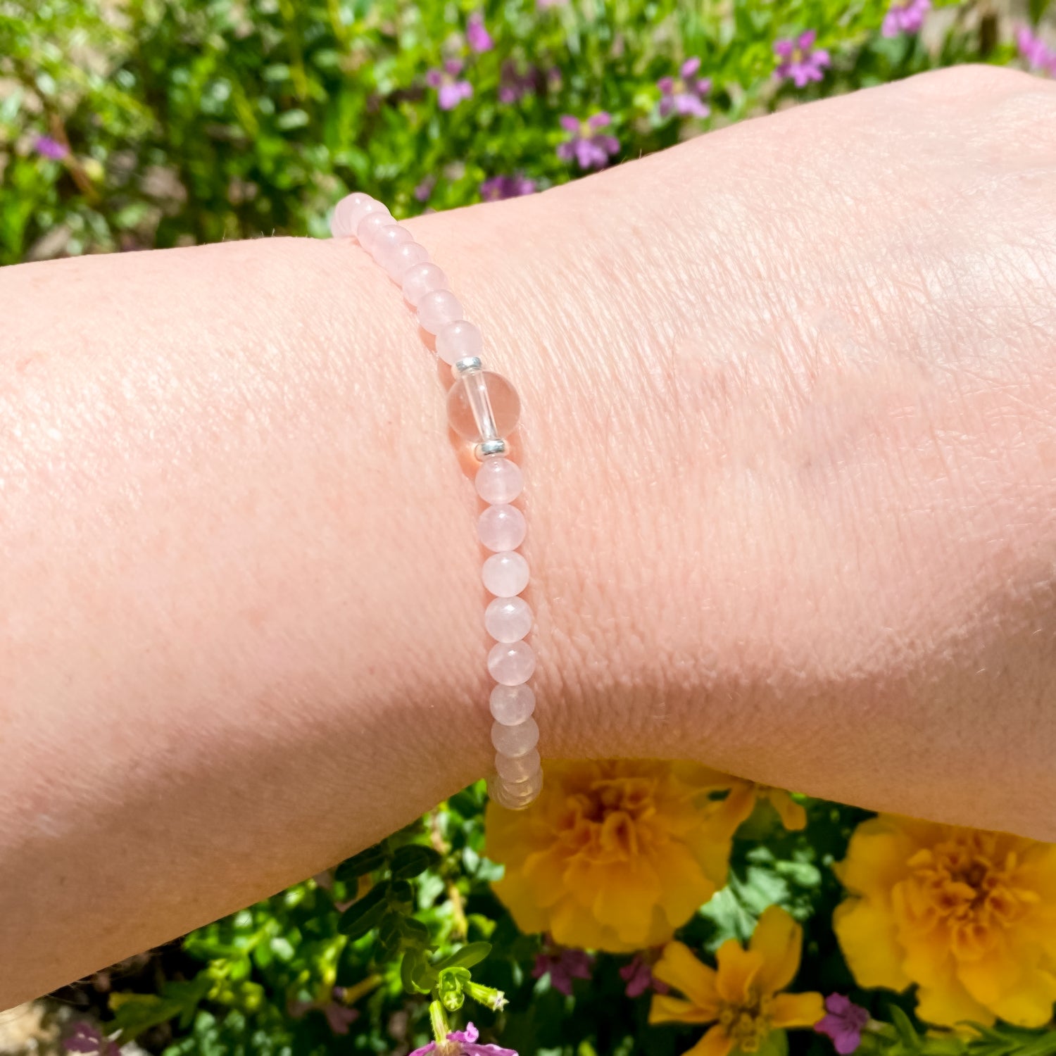 Rose Quartz Dainty Bracelet, Compassion and Love