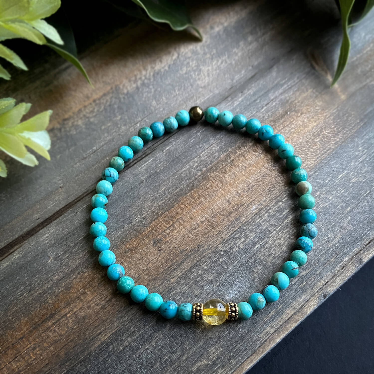 Turquoise and Citrine Dainty Bracelet, Abundance and Creativity