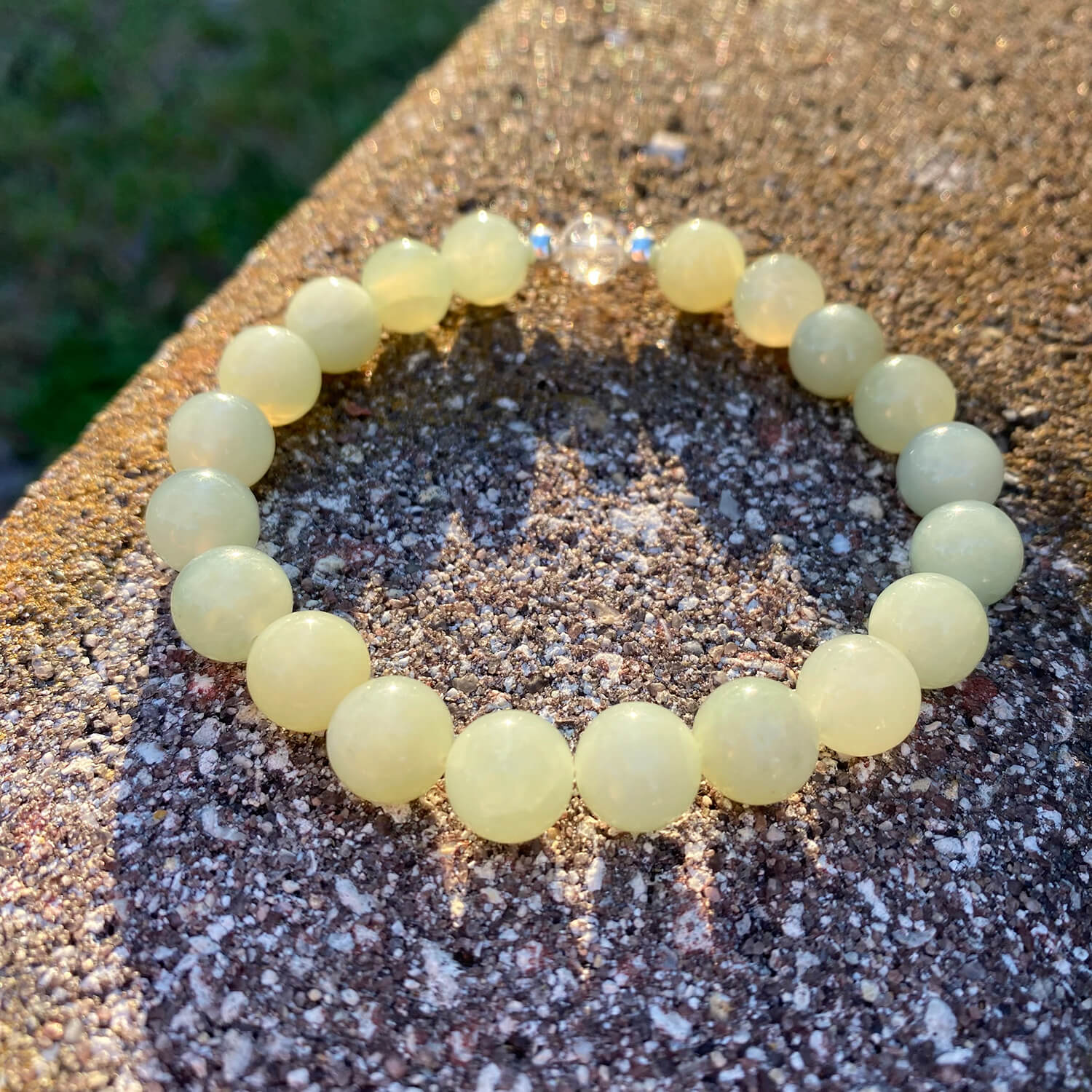 Serpentine Bracelet with Quartz, Inner Peace & Balance