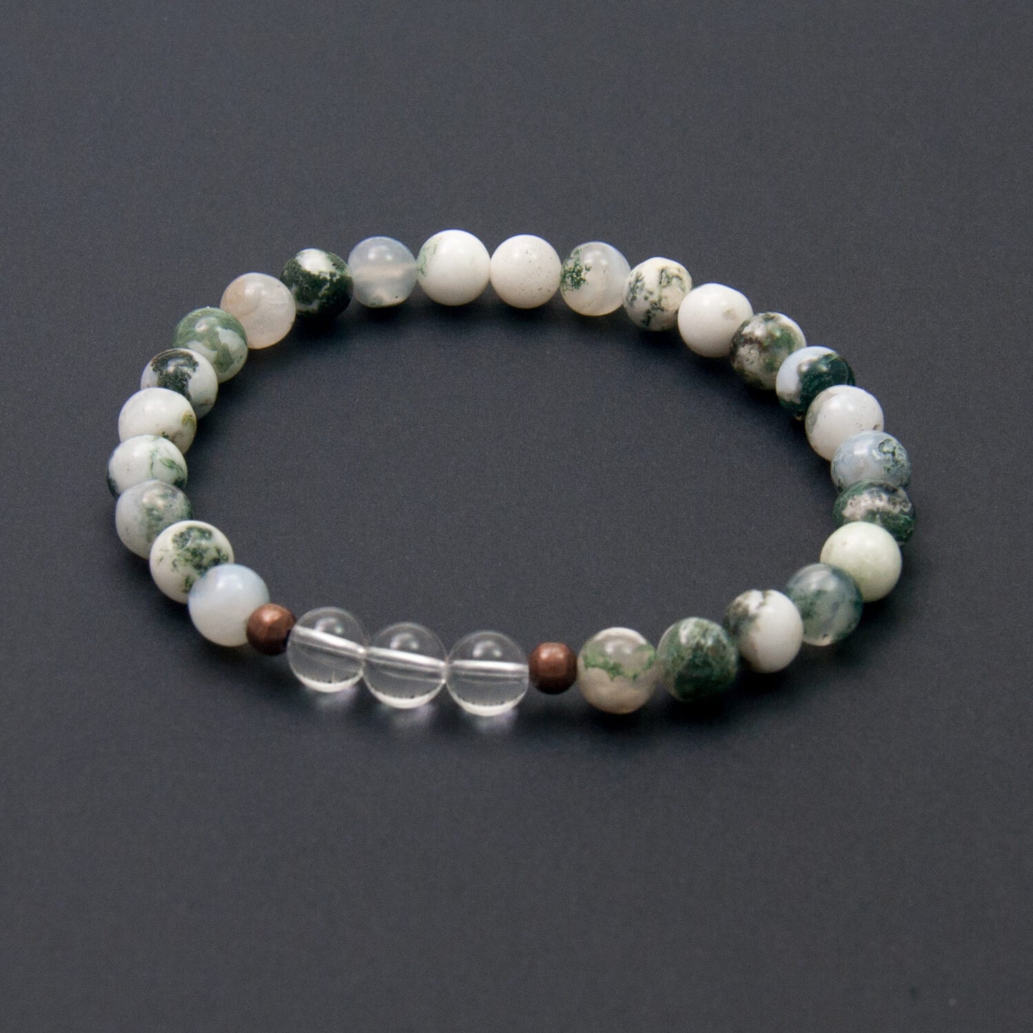 Tree Agate Bracelet with Quartz Crystal