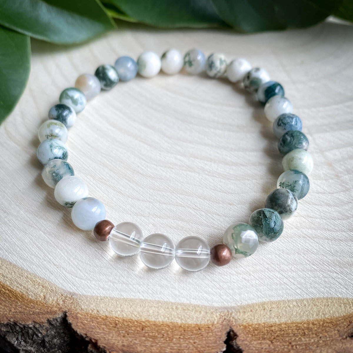 Tree Agate Bracelet with Quartz Crystal