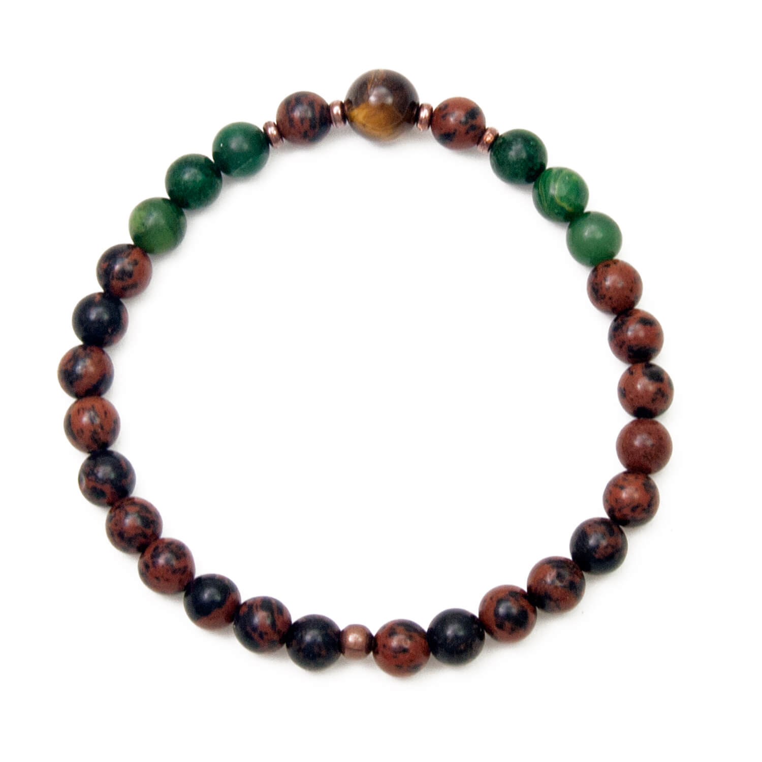 Mahogany Obsidian Bracelet with African Jade and Tiger Eye