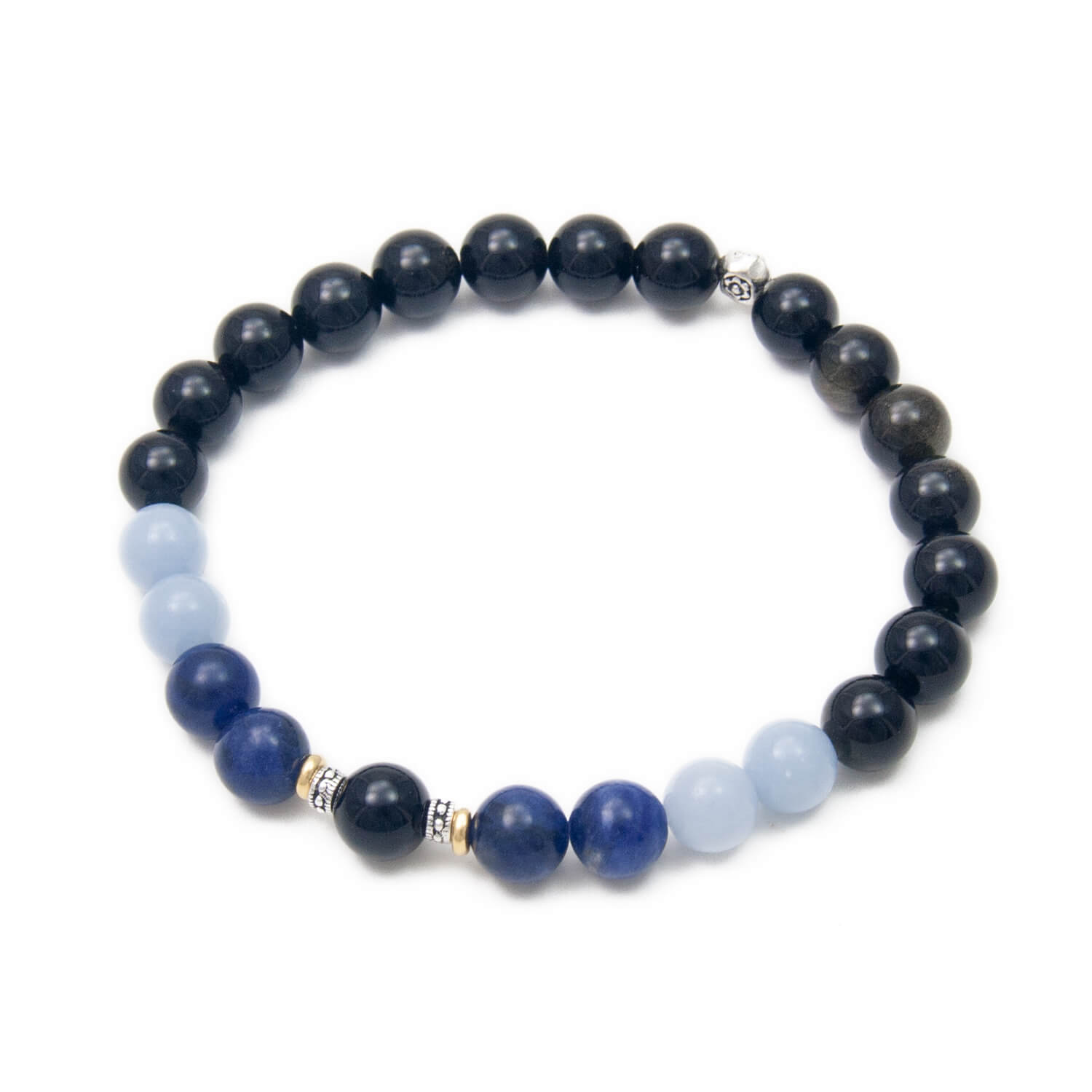 Courageous Bracelet - Obsidian, Angelite, Sodalite