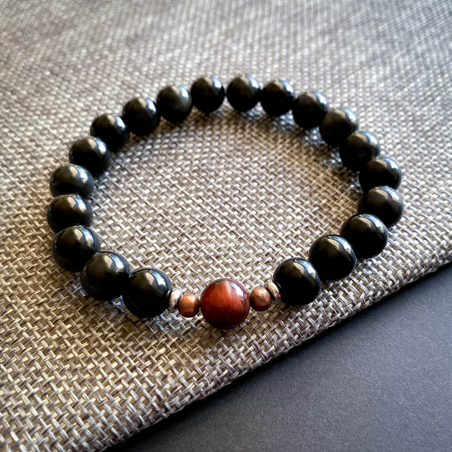 Rainbow Obsidian Bracelet with Red Tiger Eye