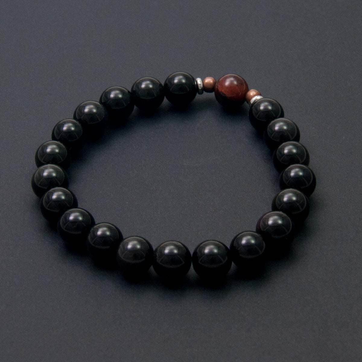 Obsidian Bracelet with Red Tiger Eye