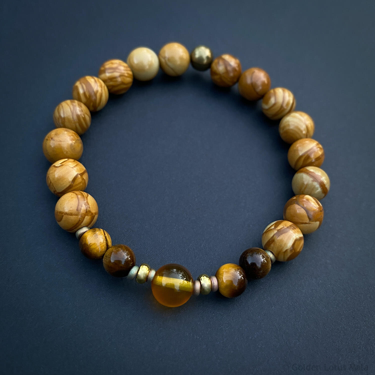 Earth’s Flame Bracelet - Baltic Amber, Jasper, Tiger Eye
