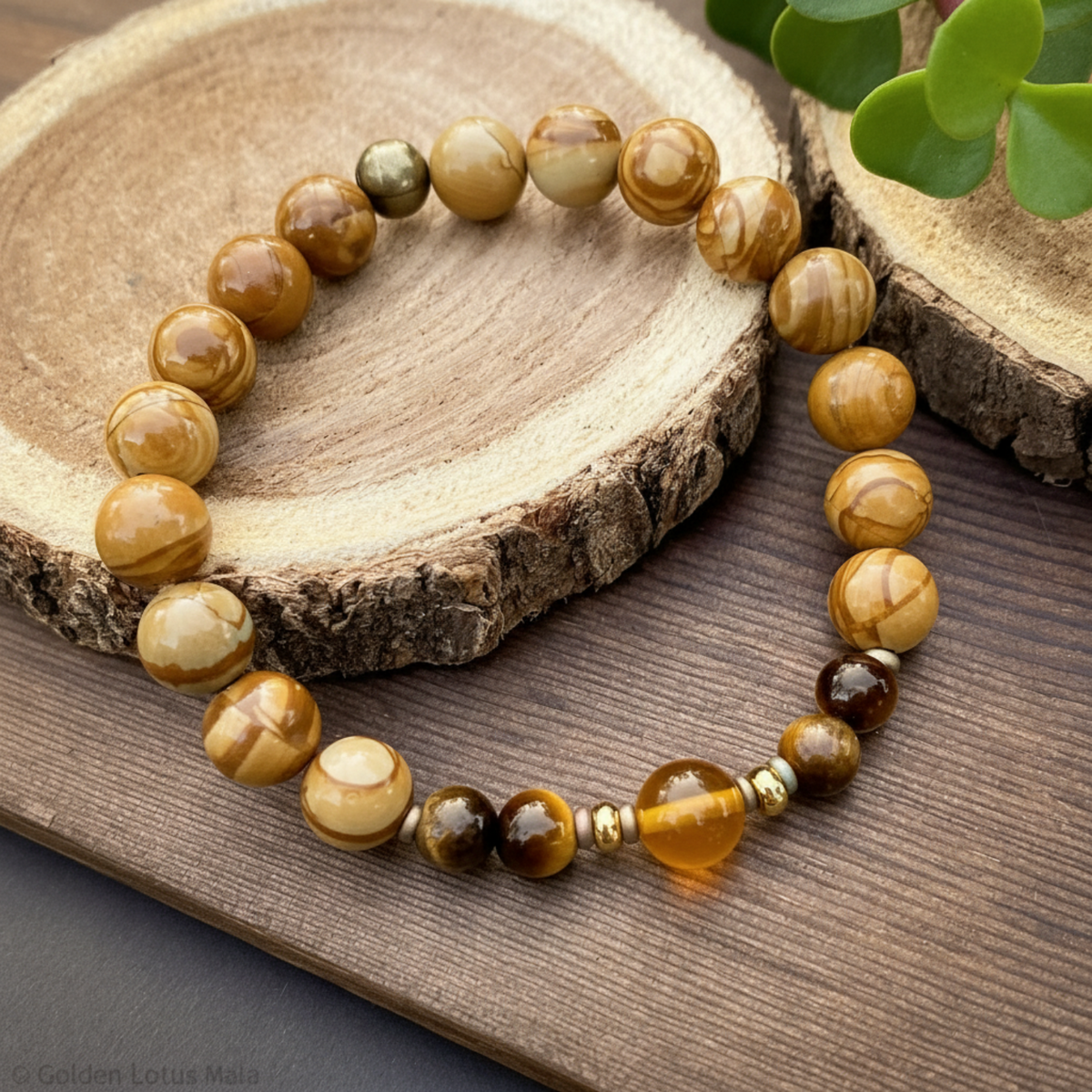 Earth’s Flame Bracelet - Baltic Amber, Jasper, Tiger Eye