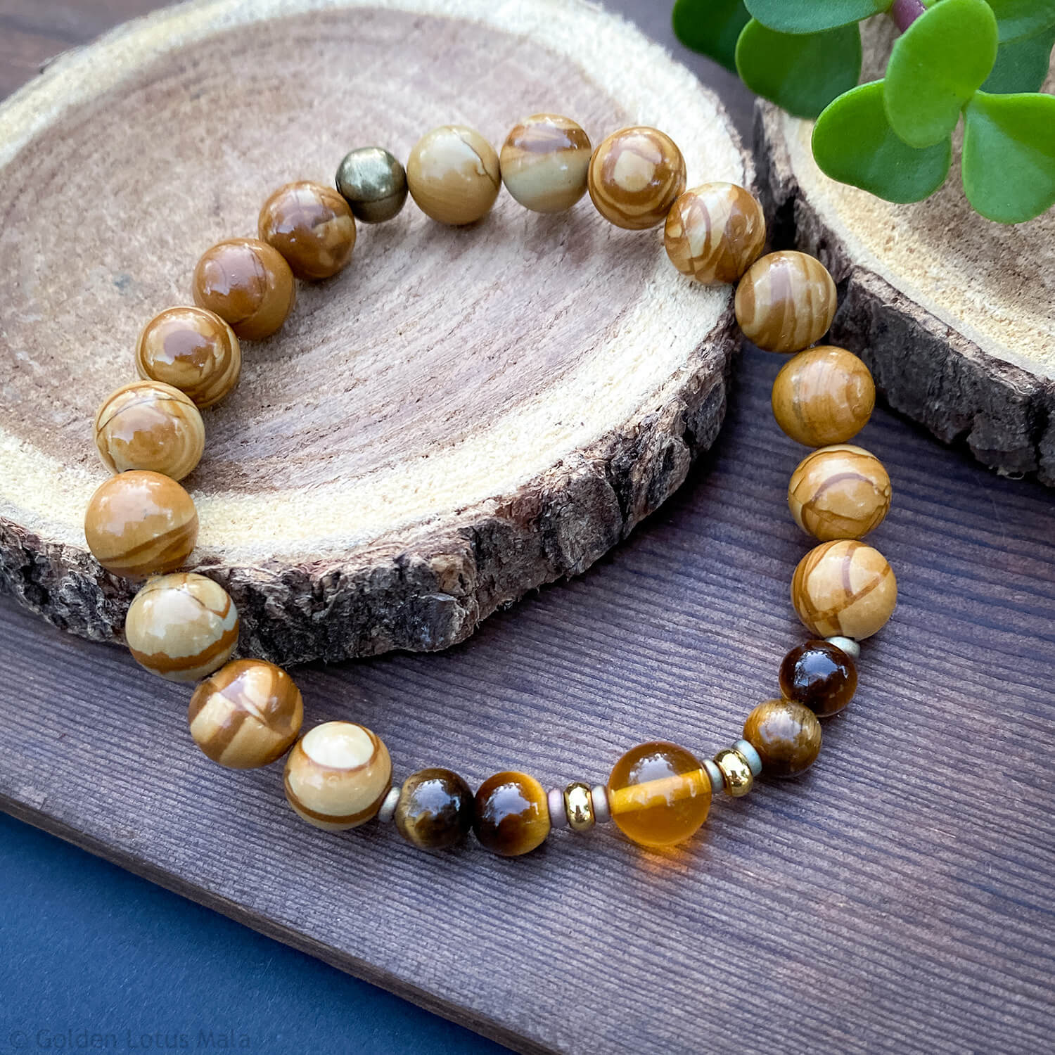 Earth’s Flame Bracelet - Baltic Amber, Jasper, Tiger Eye