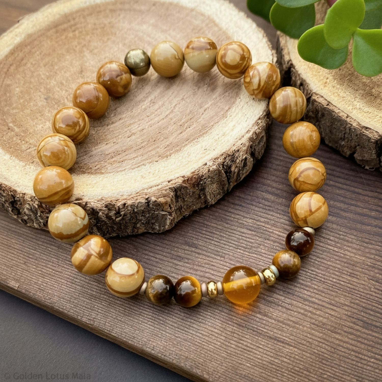 Earth’s Flame Bracelet - Baltic Amber, Jasper, Tiger Eye