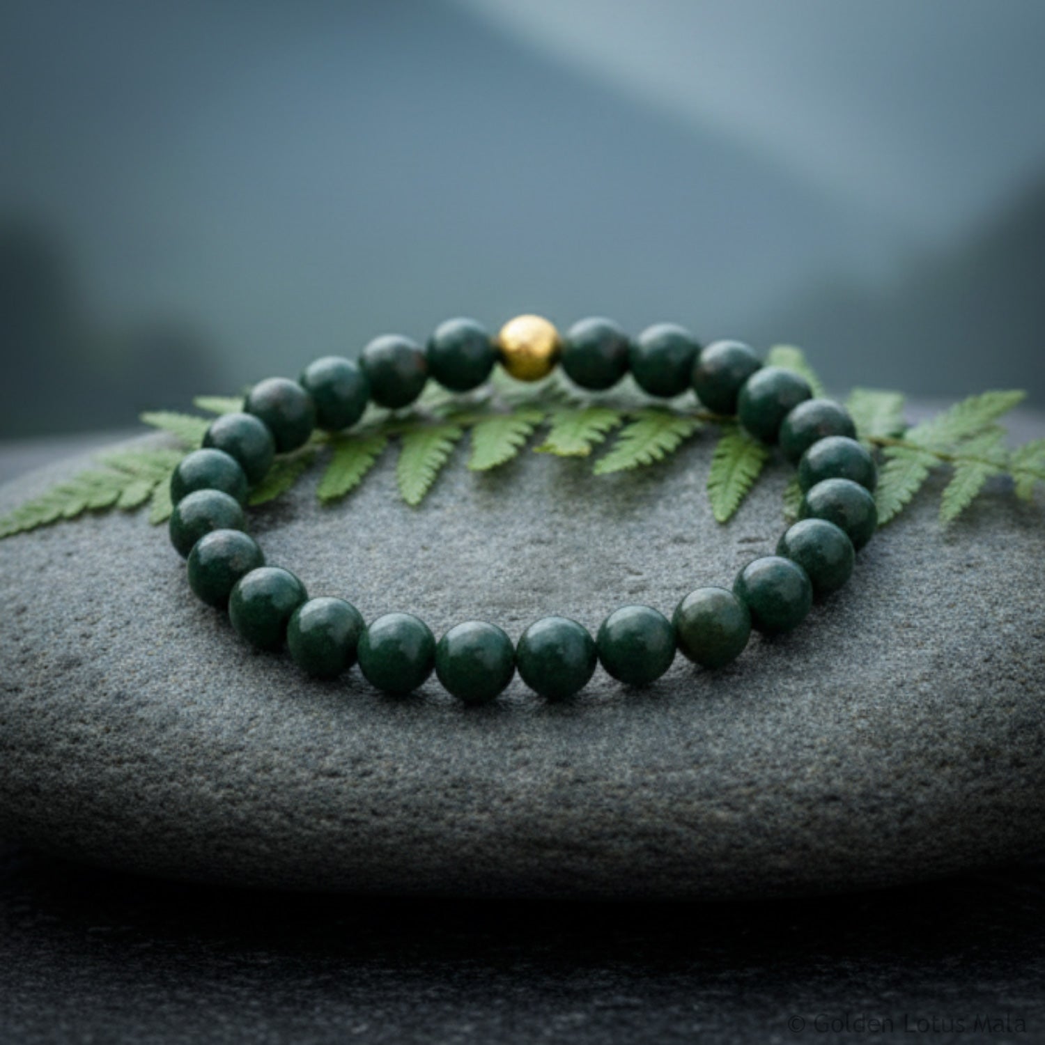 Bloodstone Bracelet - Golden Lotus Mala