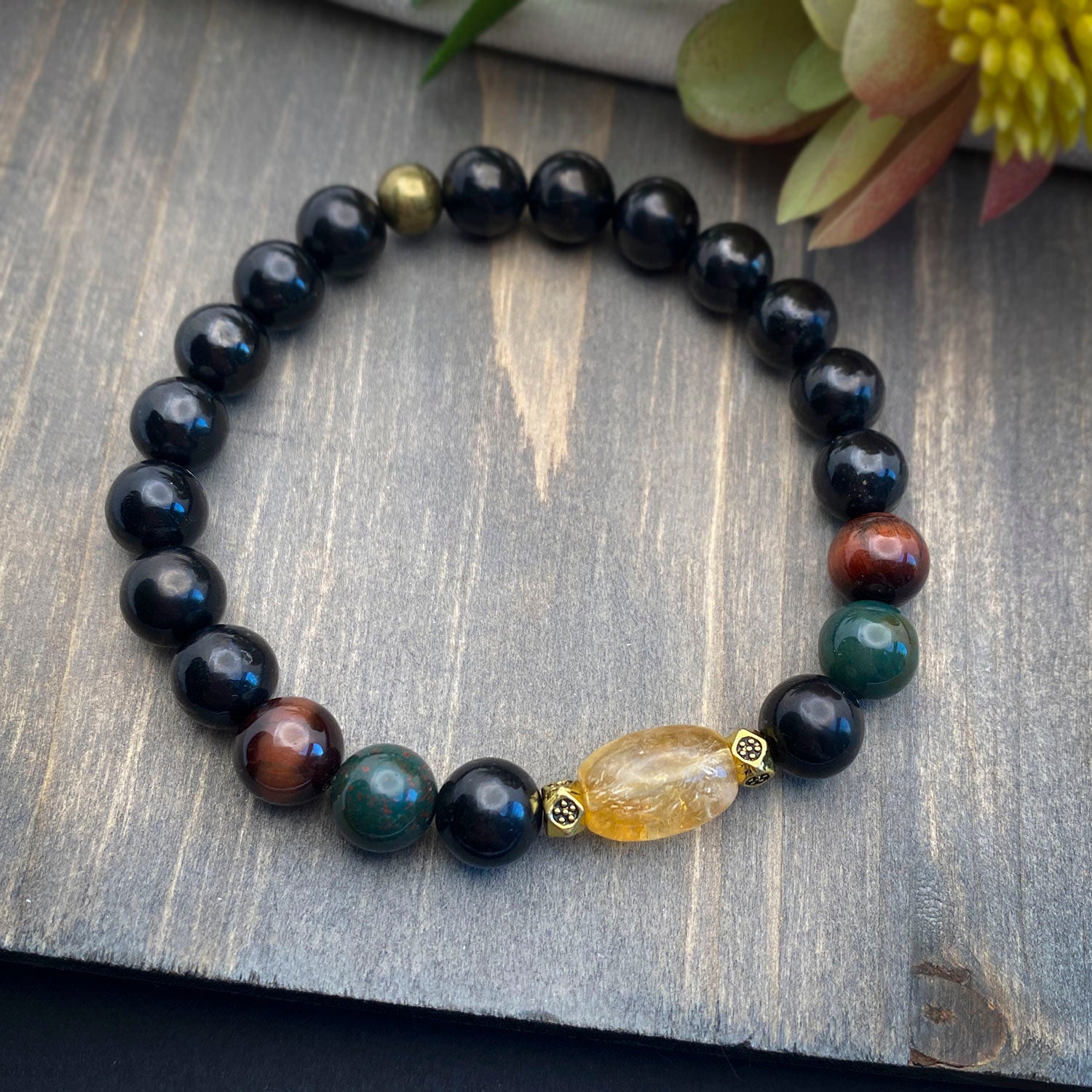 Shungite and Citrine Bracelet - Grounding & Success