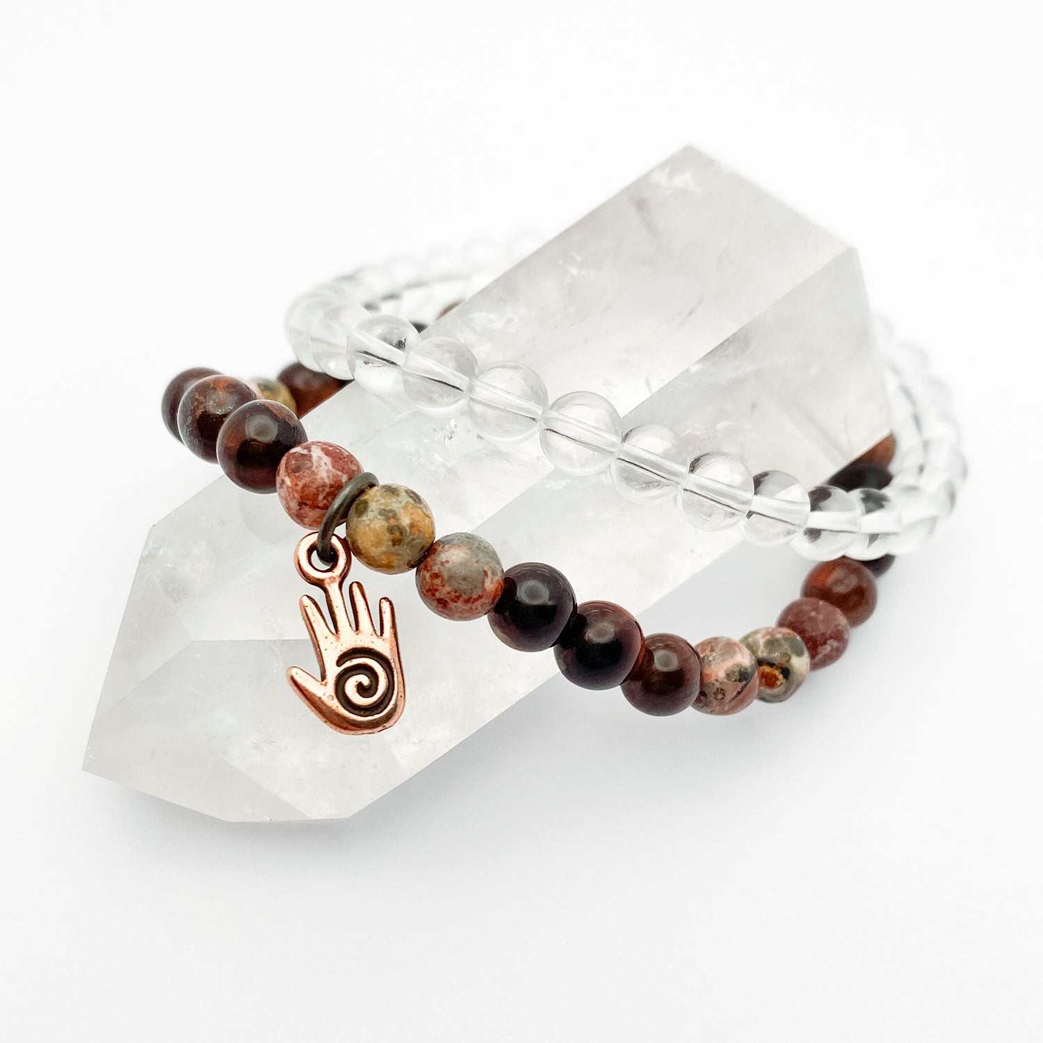 Two bracelets on a crystal prism