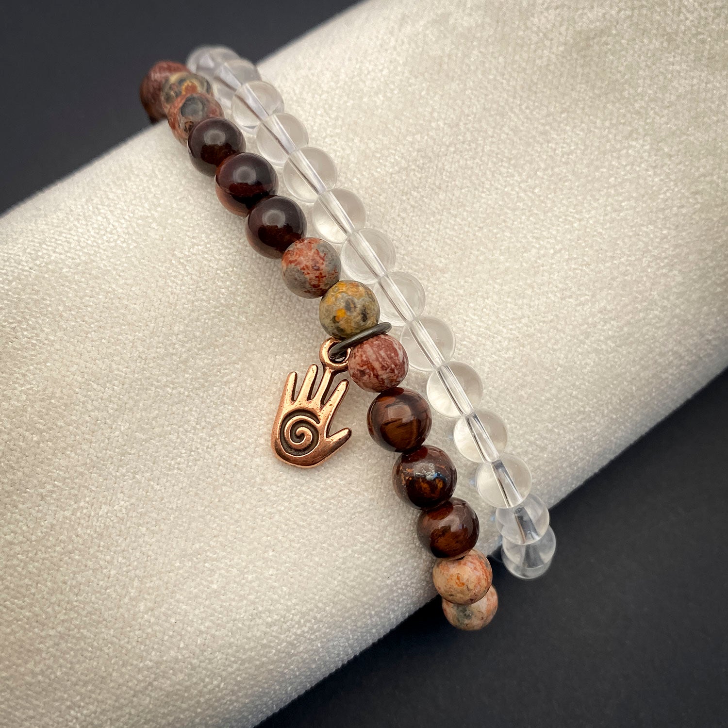 Two bracelets on display