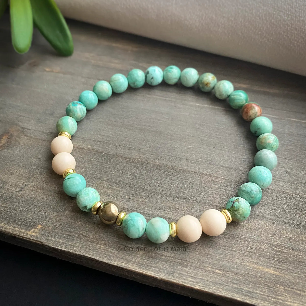 AAA Grade Peruvian Turquoise Bracelet with Fossil & Pyrite