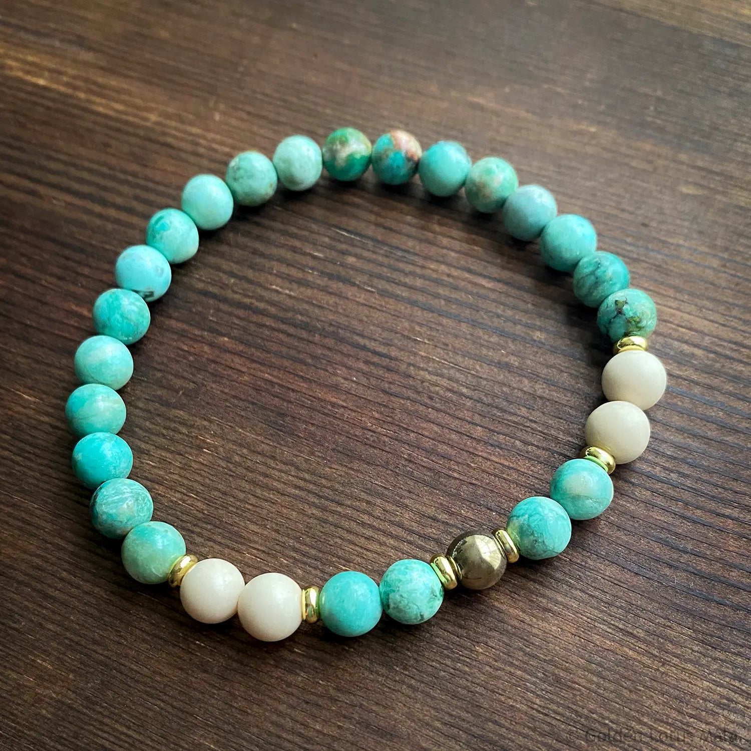 AAA Grade Peruvian Turquoise Bracelet with Fossil & Pyrite