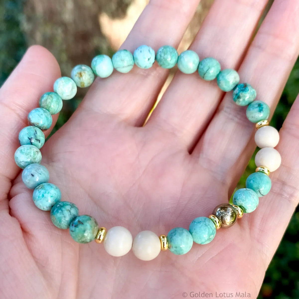 Turquoise Bracelet with Fossil &amp; Pyrite AAA Grade
