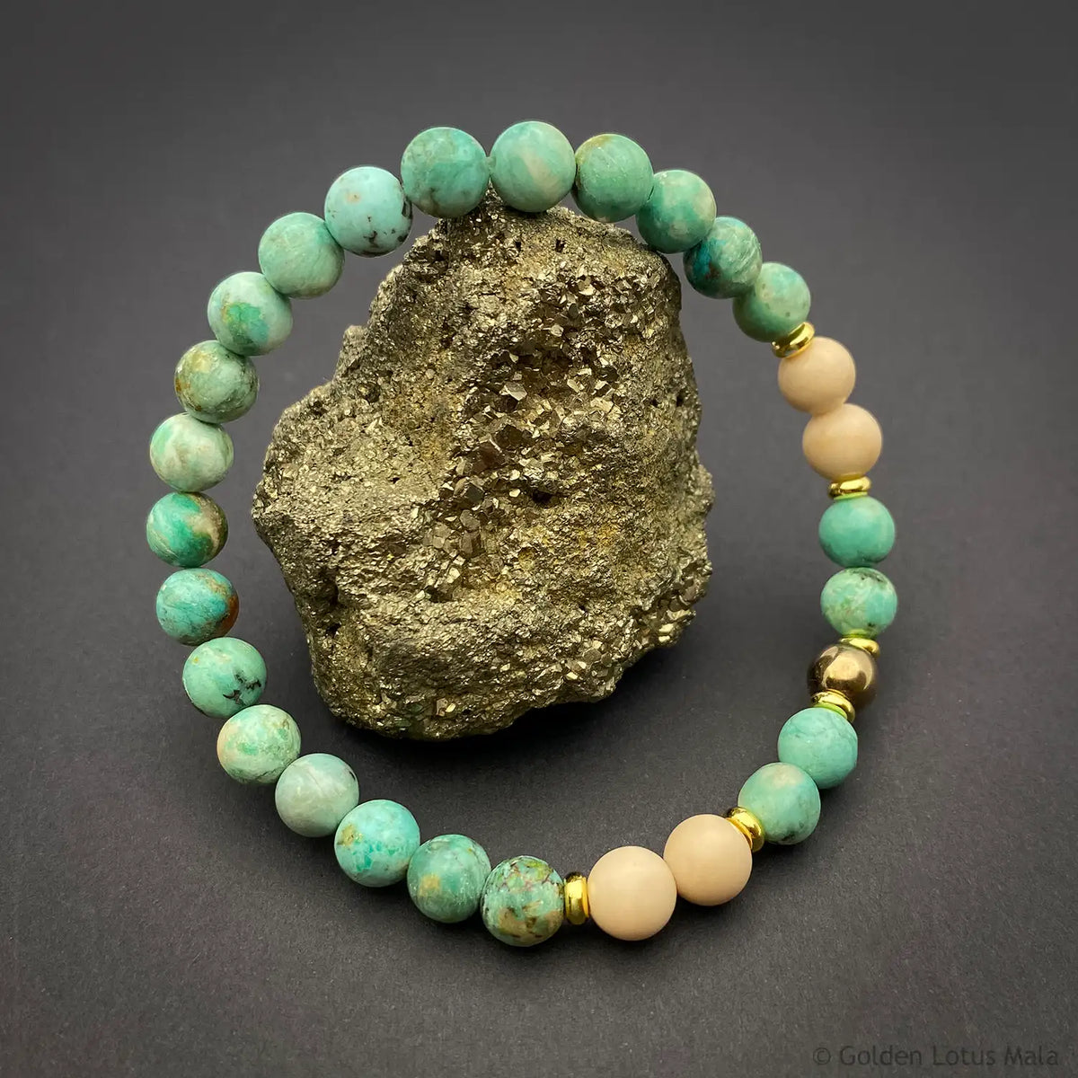 Turquoise Bracelet with Fossil &amp; Pyrite AAA Grade