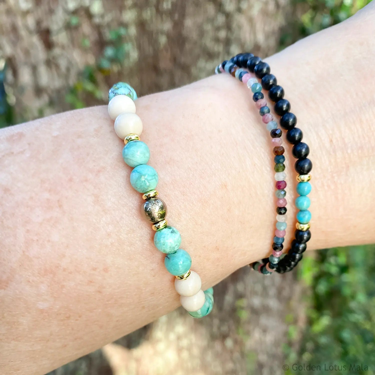 Turquoise Bracelet with Fossil & Pyrite AAA Grade