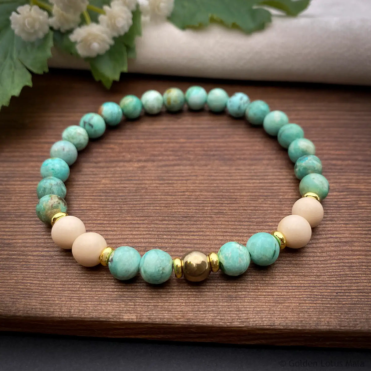 Turquoise Bracelet with Fossil &amp; Pyrite AAA Grade