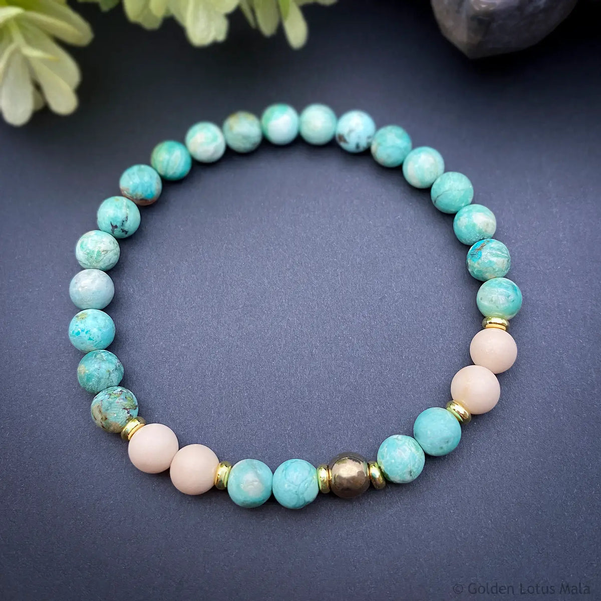 Turquoise Bracelet with Fossil &amp; Pyrite AAA Grade