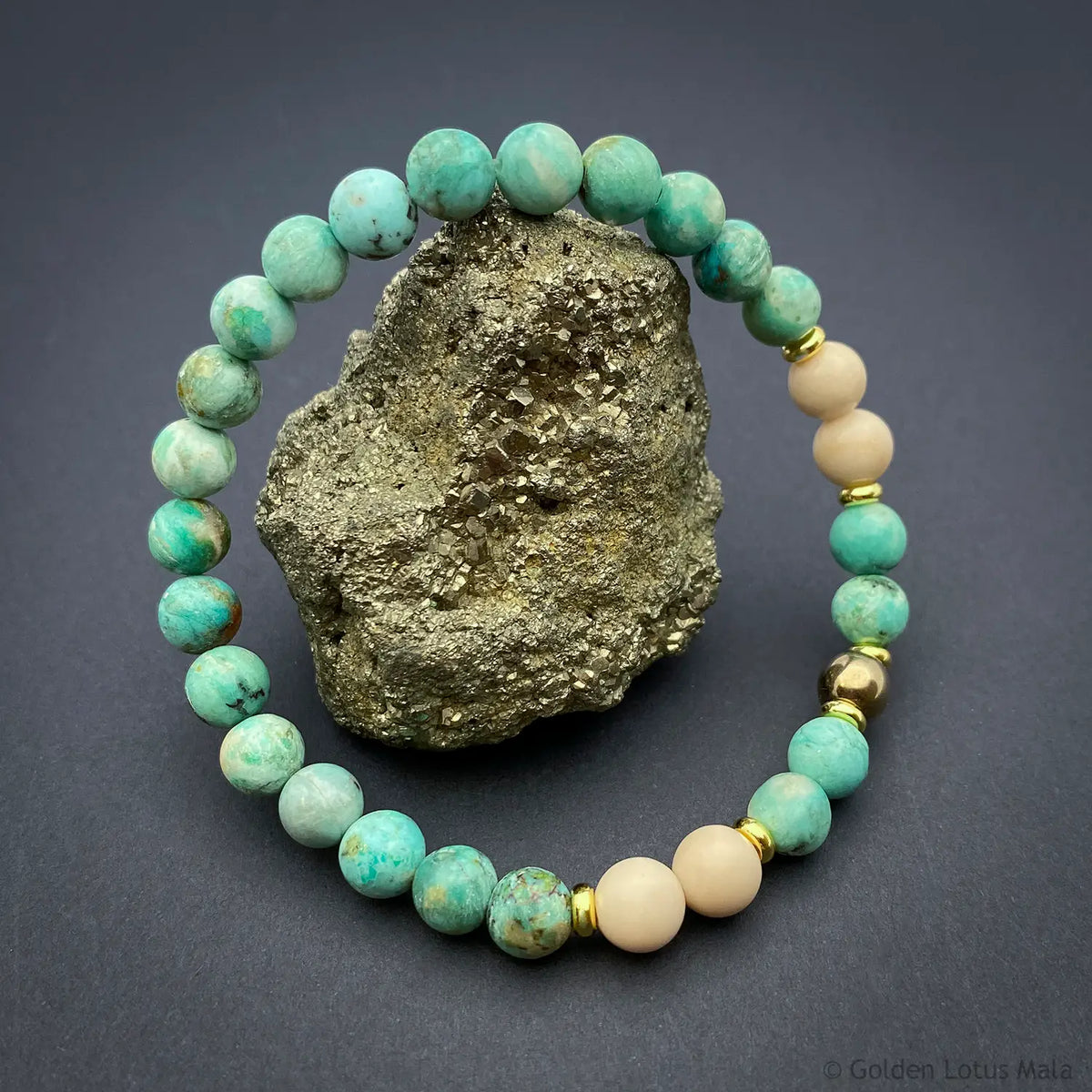 Turquoise Bracelet with Fossil &amp; Pyrite AAA Grade