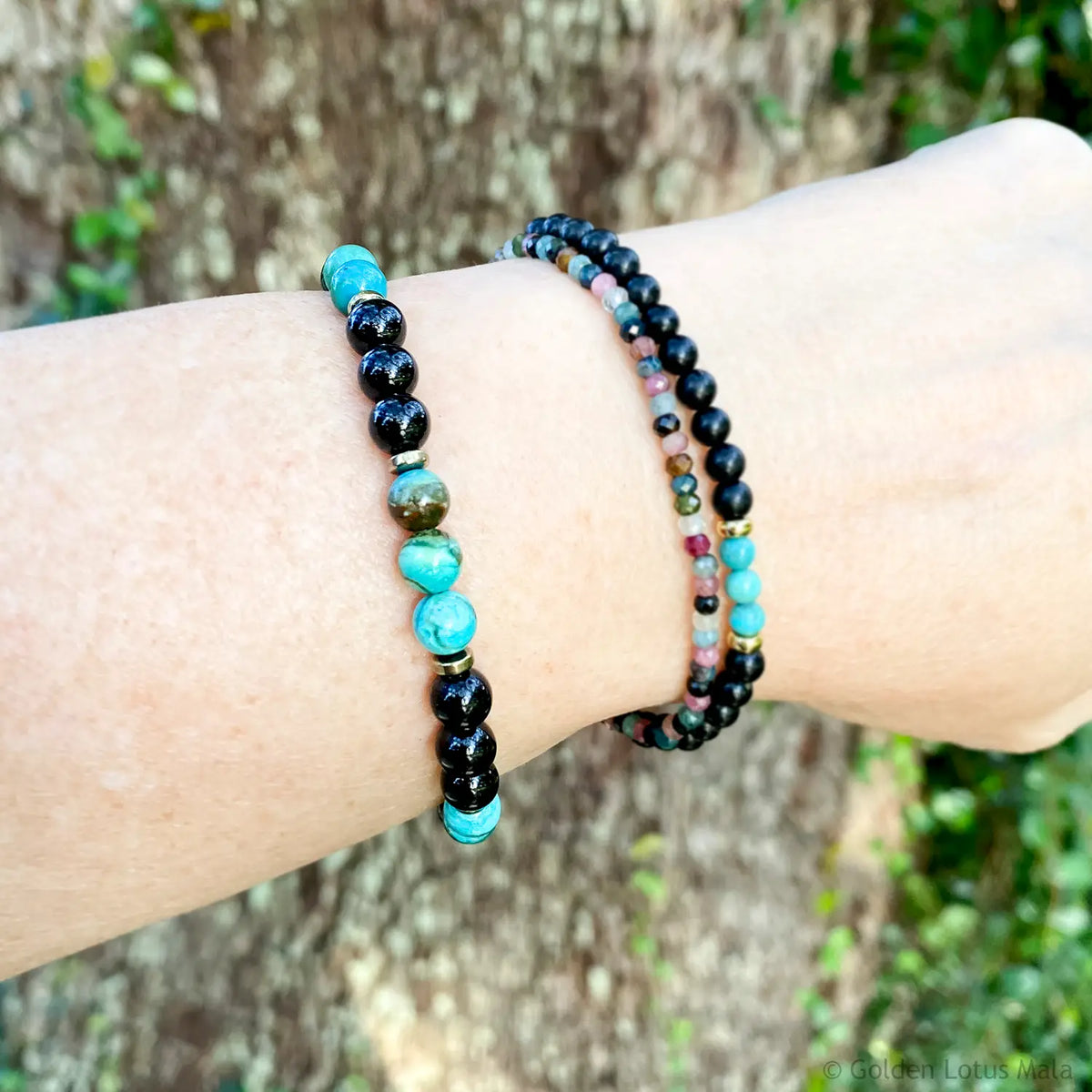 Tourmaline and Chrysocolla Bracelet
