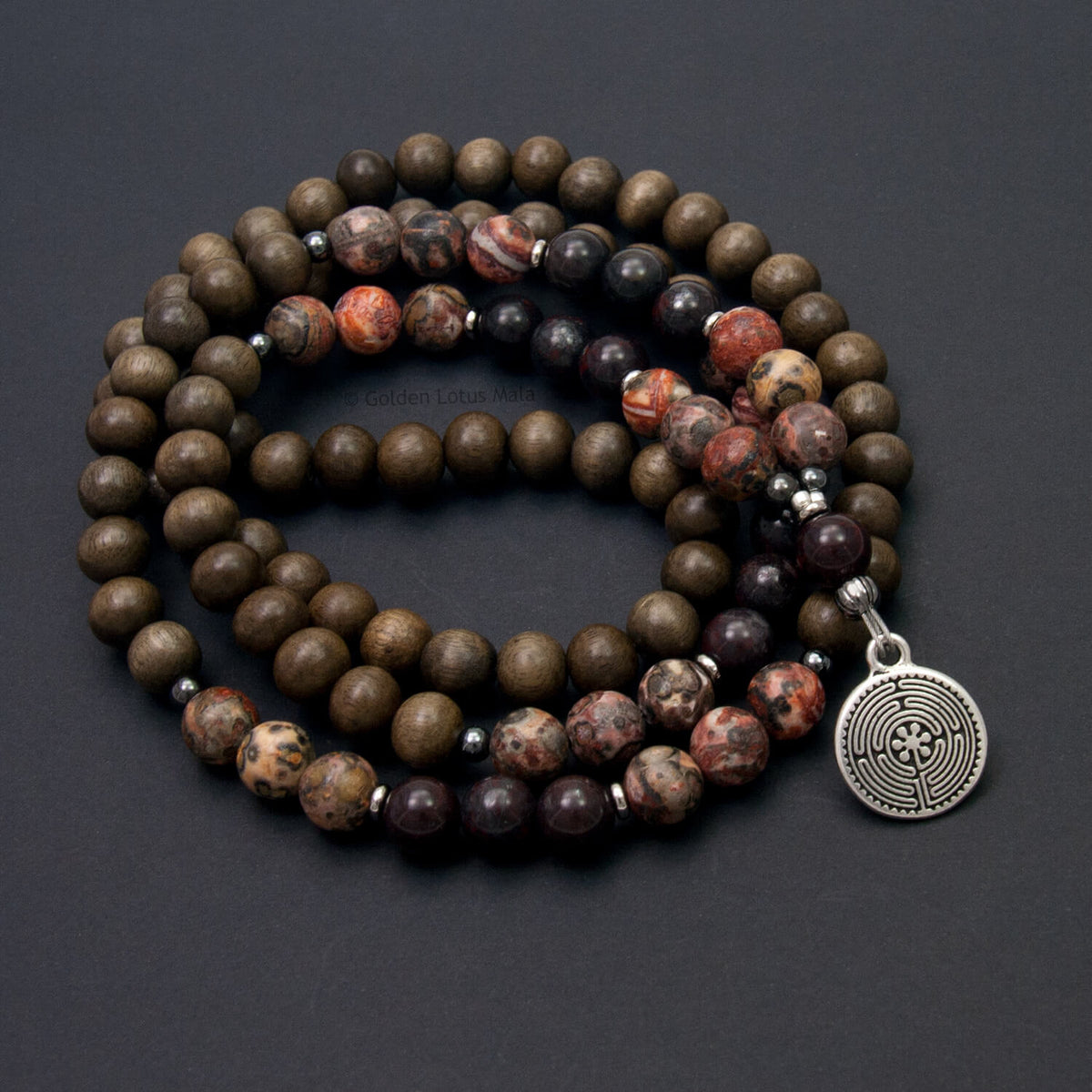 Jasper Mala Beads & Meditation Jewelry - Golden Lotus Mala