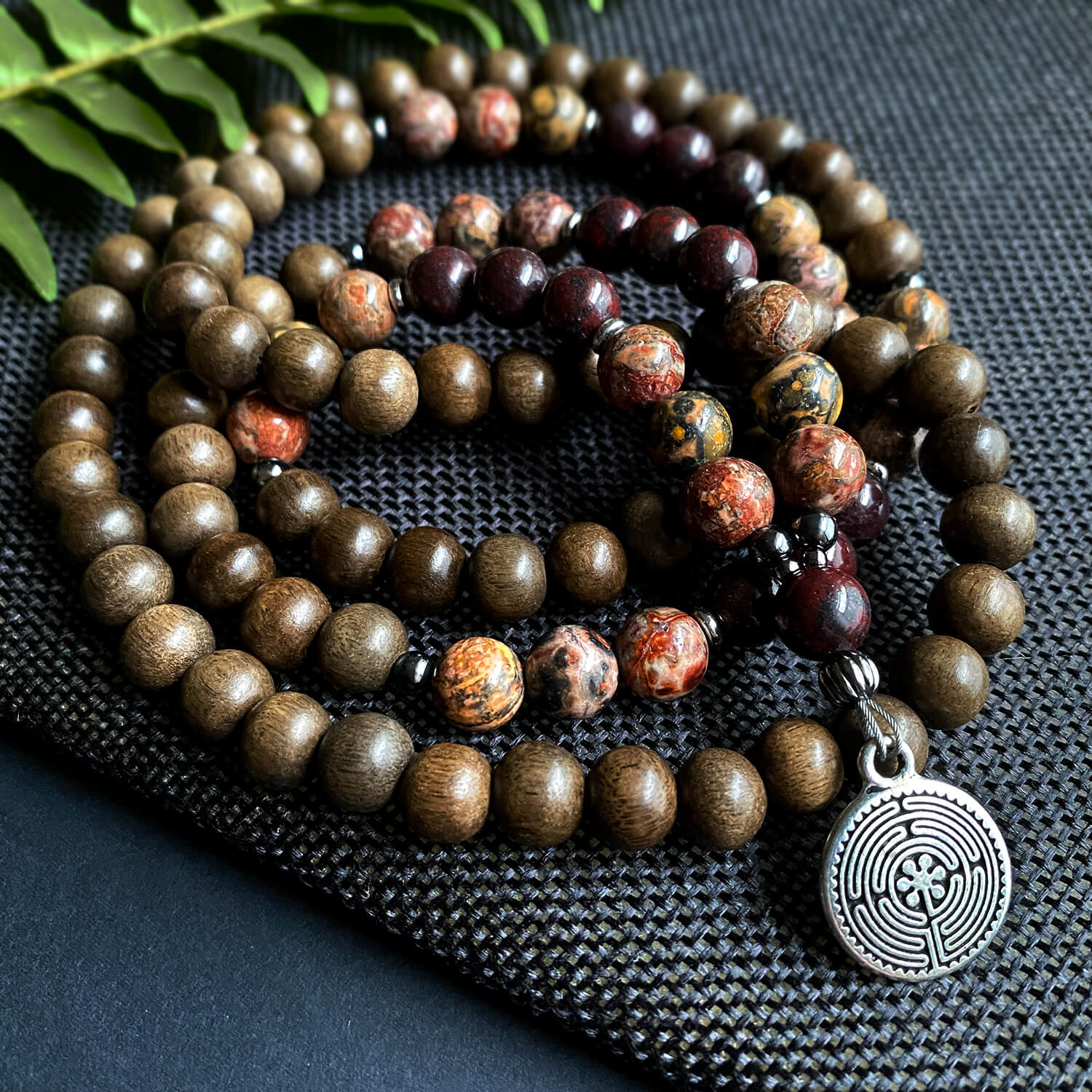 Amethyst and Faceted Jasper Mala – Middle Moon Malas