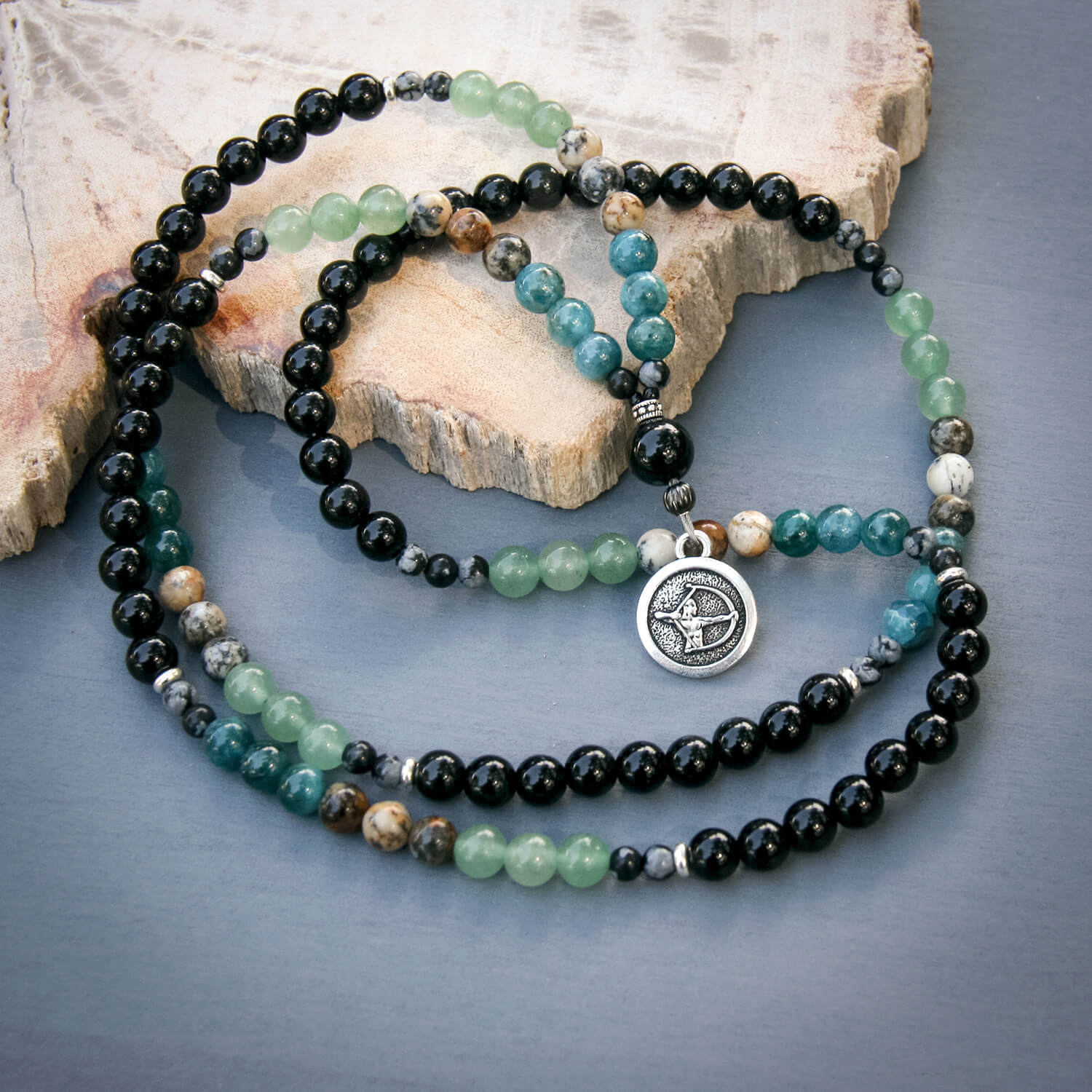 Sagittarius Mala - Apatite, Opal, Aventurine