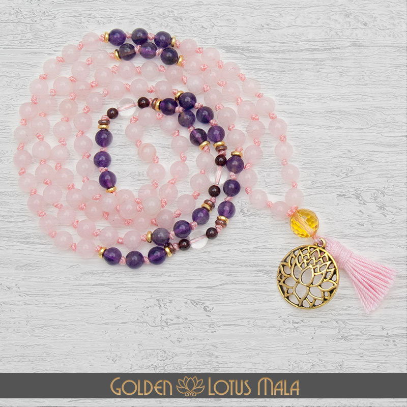 Rose Quartz & Amethyst Mala