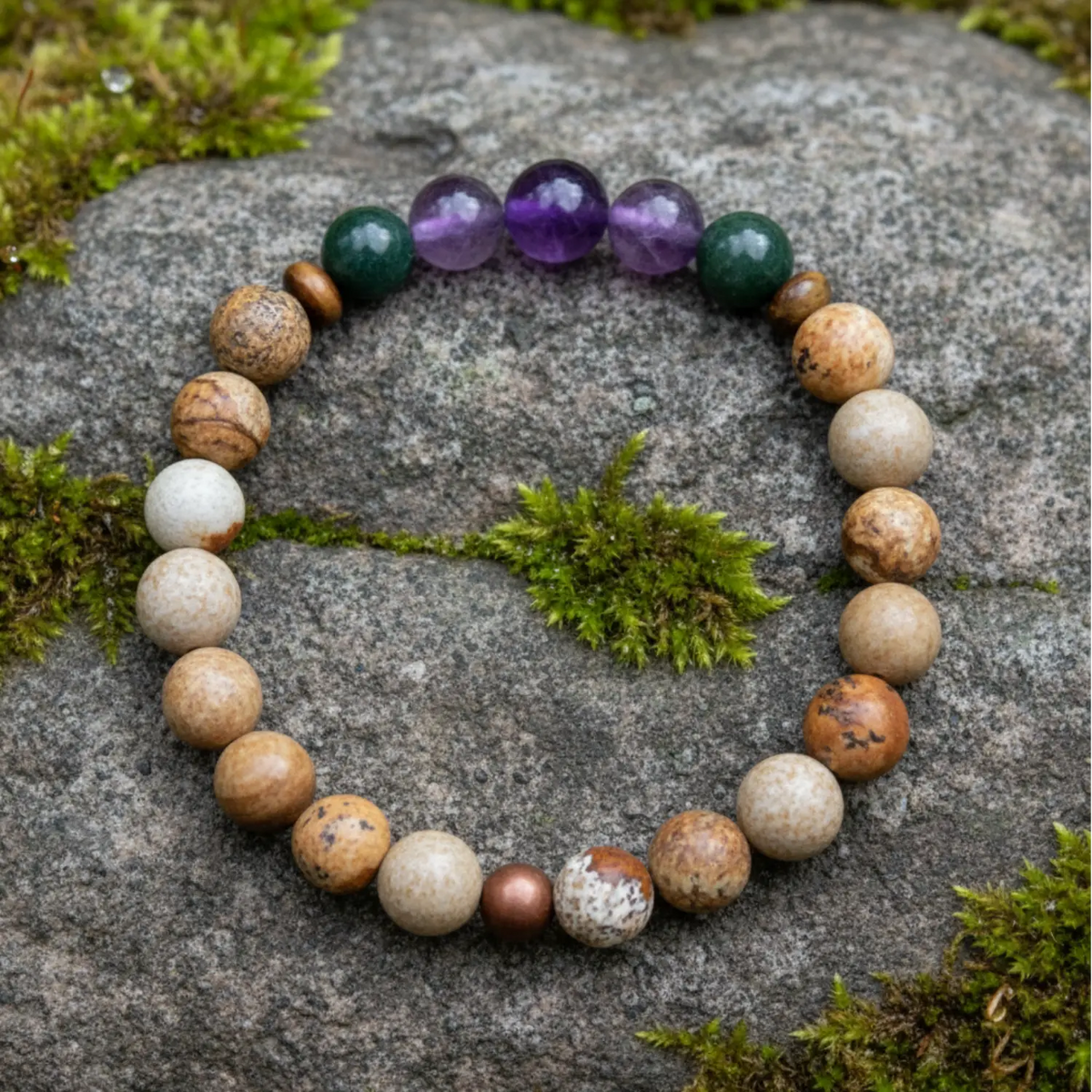 Nature's Harmony Bracelet - Jasper &amp; Amethyst