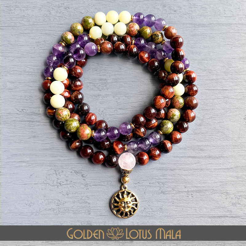 Red Tiger Eye, Amethyst Mala