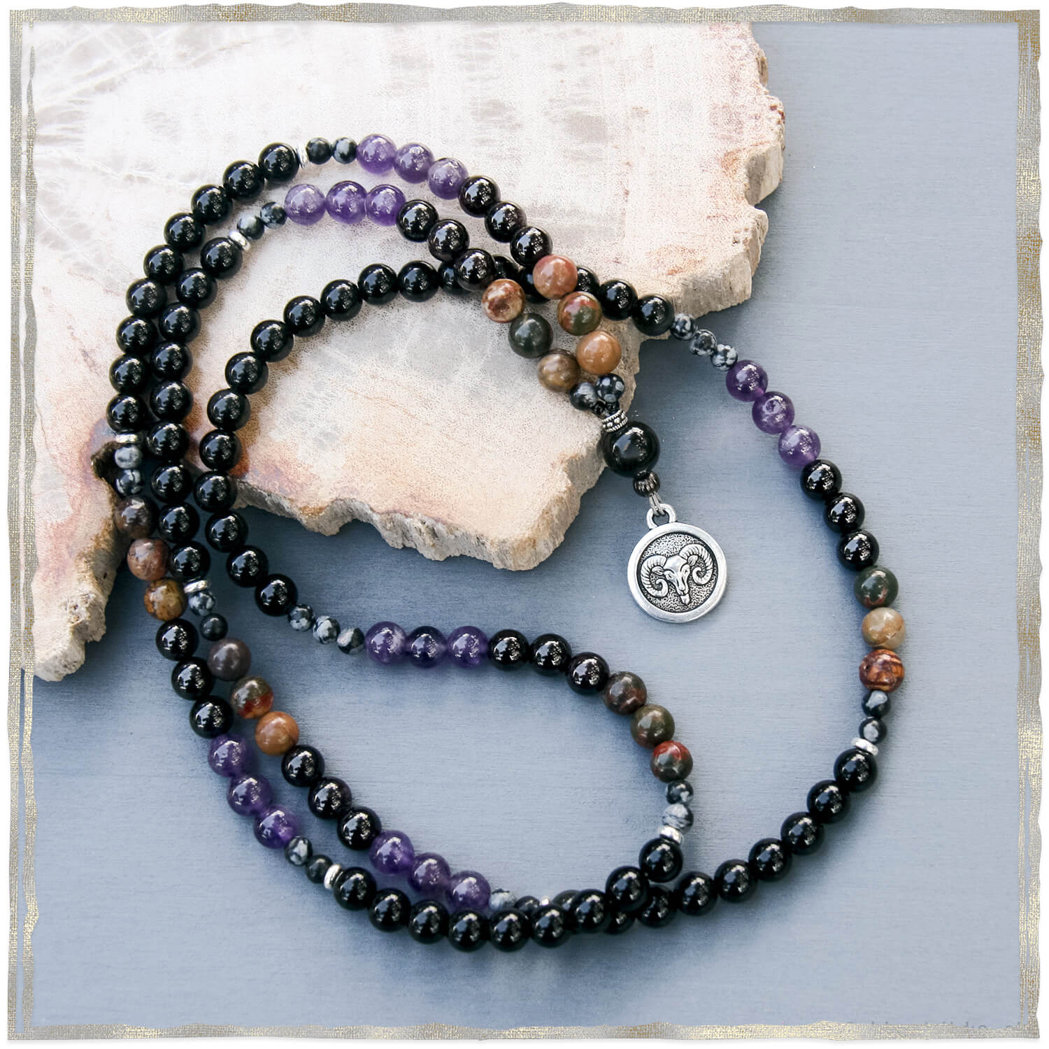 Aries Mala - Garnet, Amethyst, Jasper