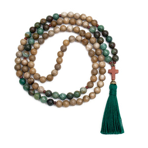Faith Over Fear Christian Mala Necklace by Golden Lotus Mala
