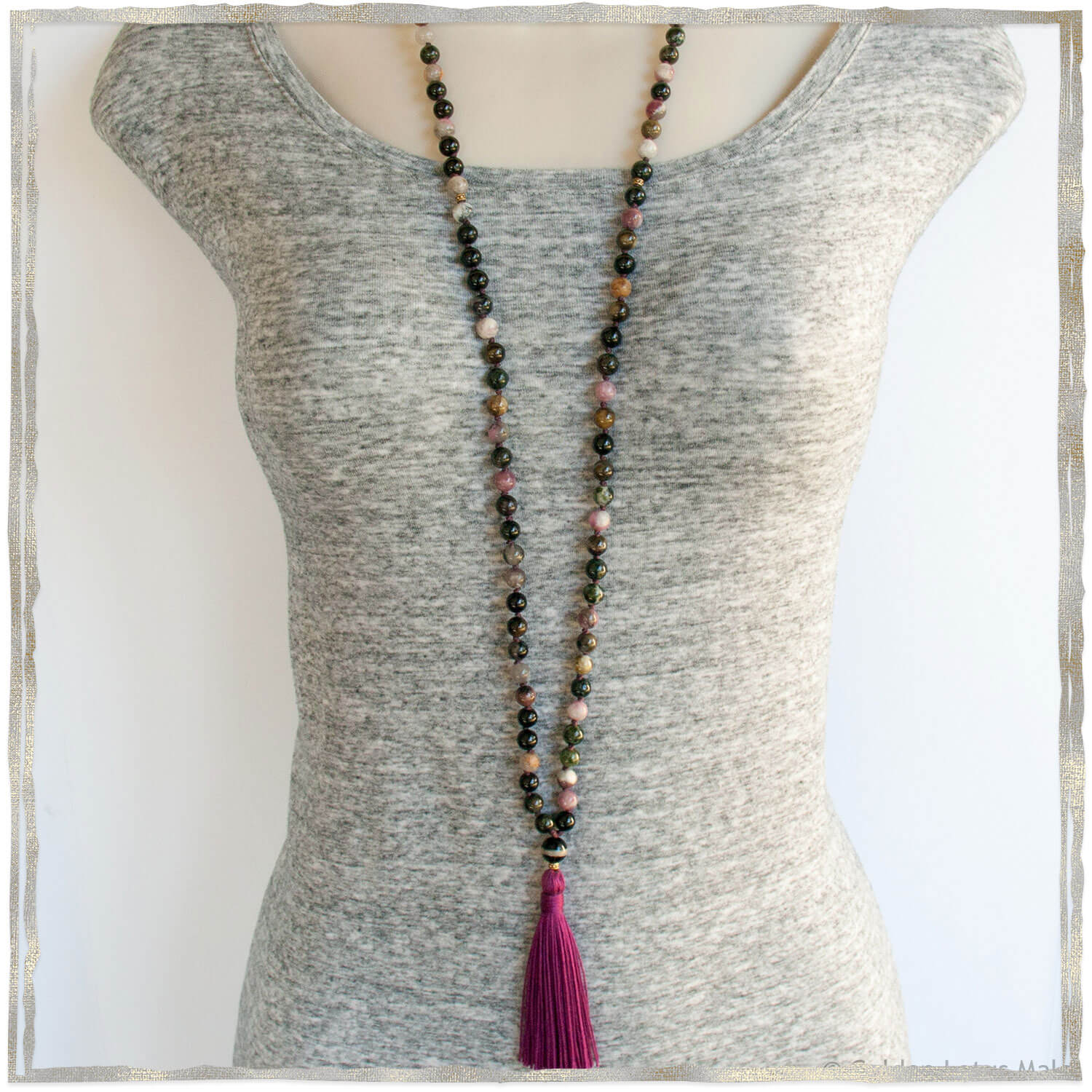 Harmony Mala - Tourmaline | Golden Lotus Mala