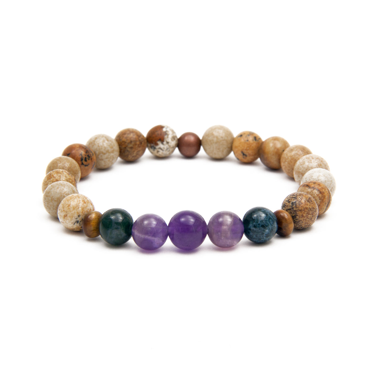 Picture Jasper &amp; Amethyst Mala Bracelet