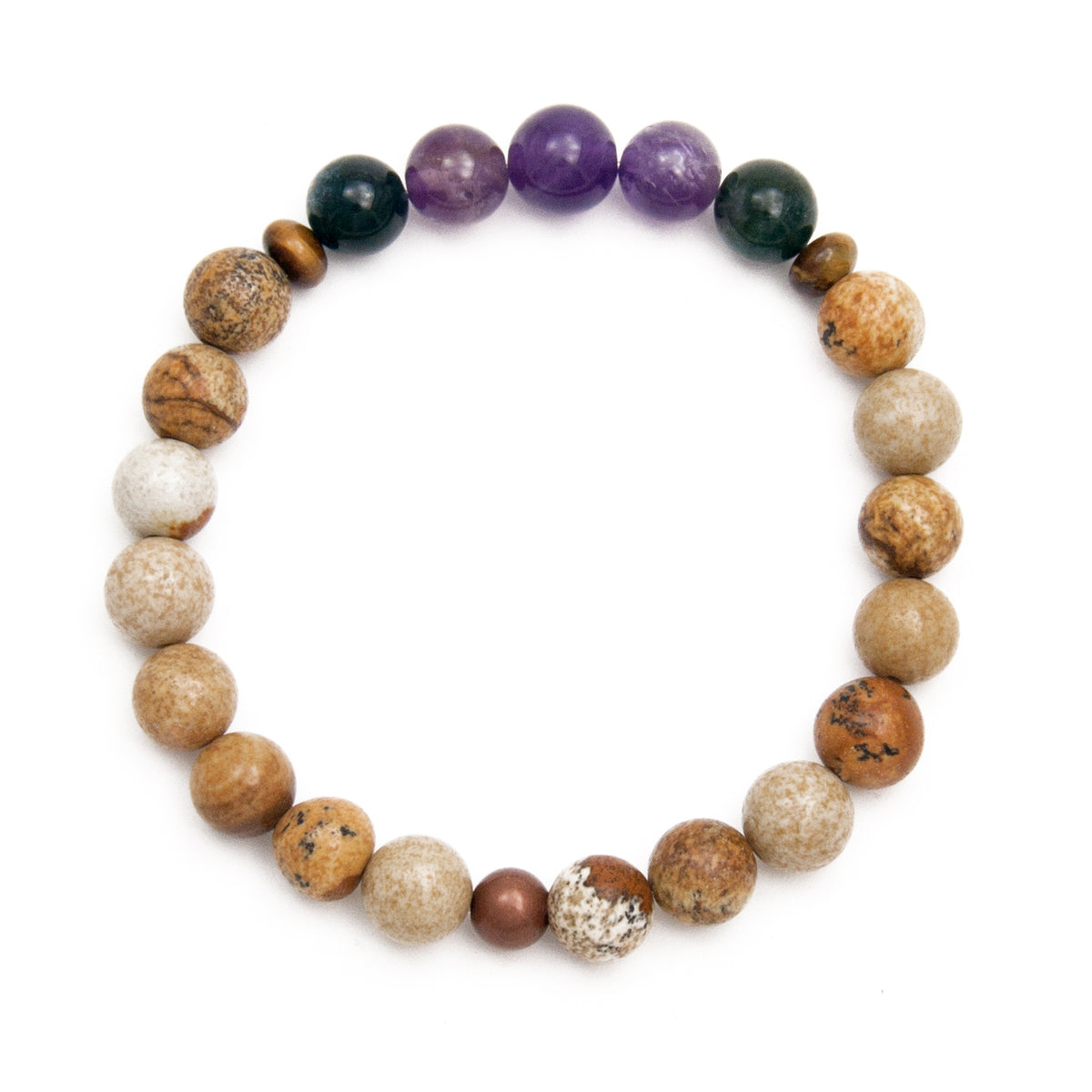 Picture Jasper &amp; Amethyst Mala Bracelet