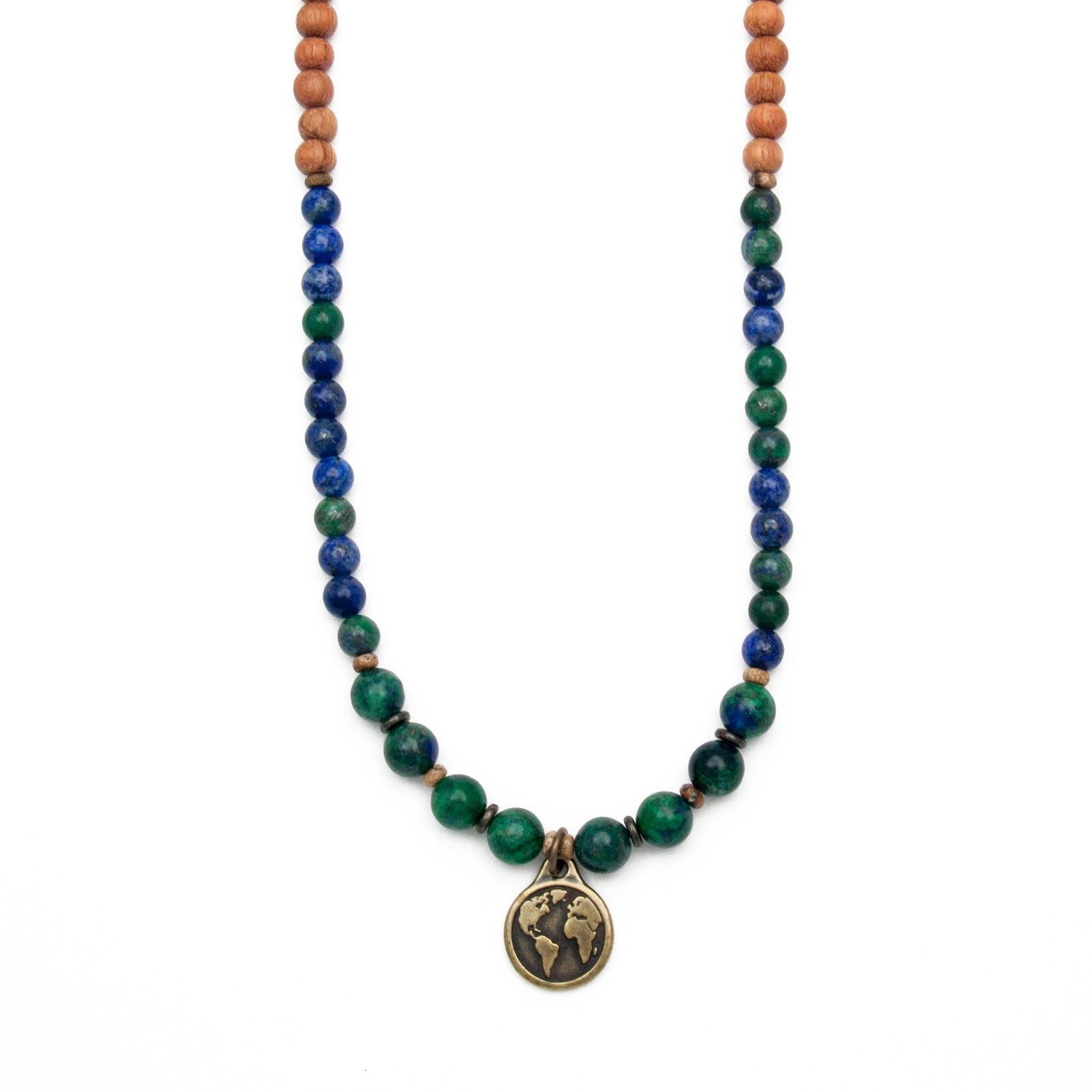 Earth Charm Necklace Azurite & Wood