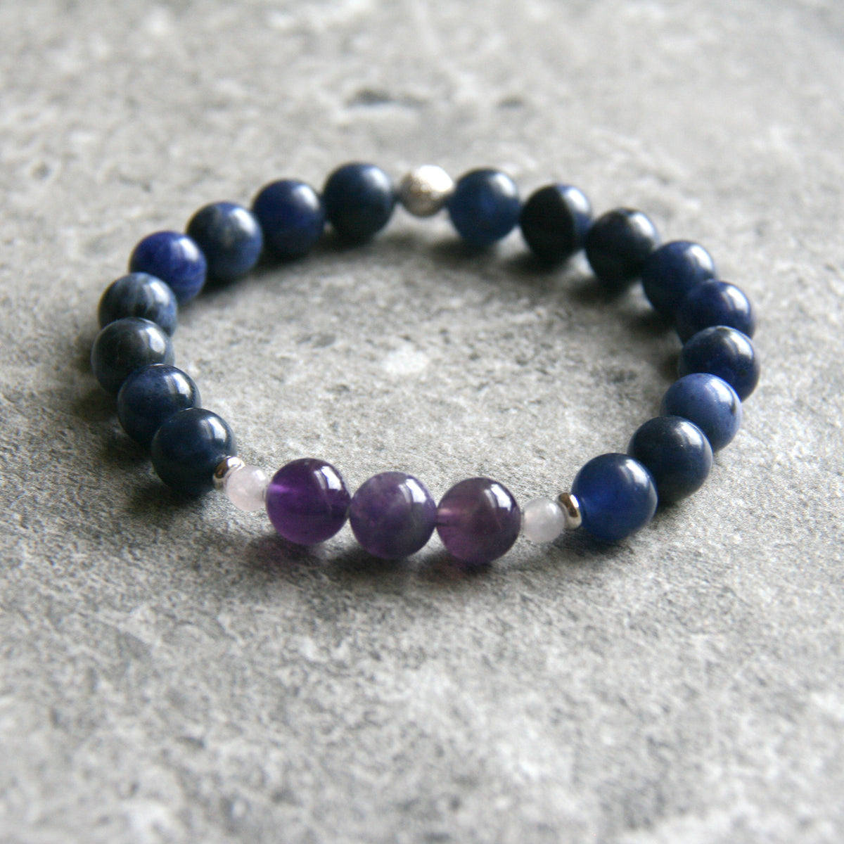 Sodalite &amp; Amethyst Bracelet by Golden Lotus Mala