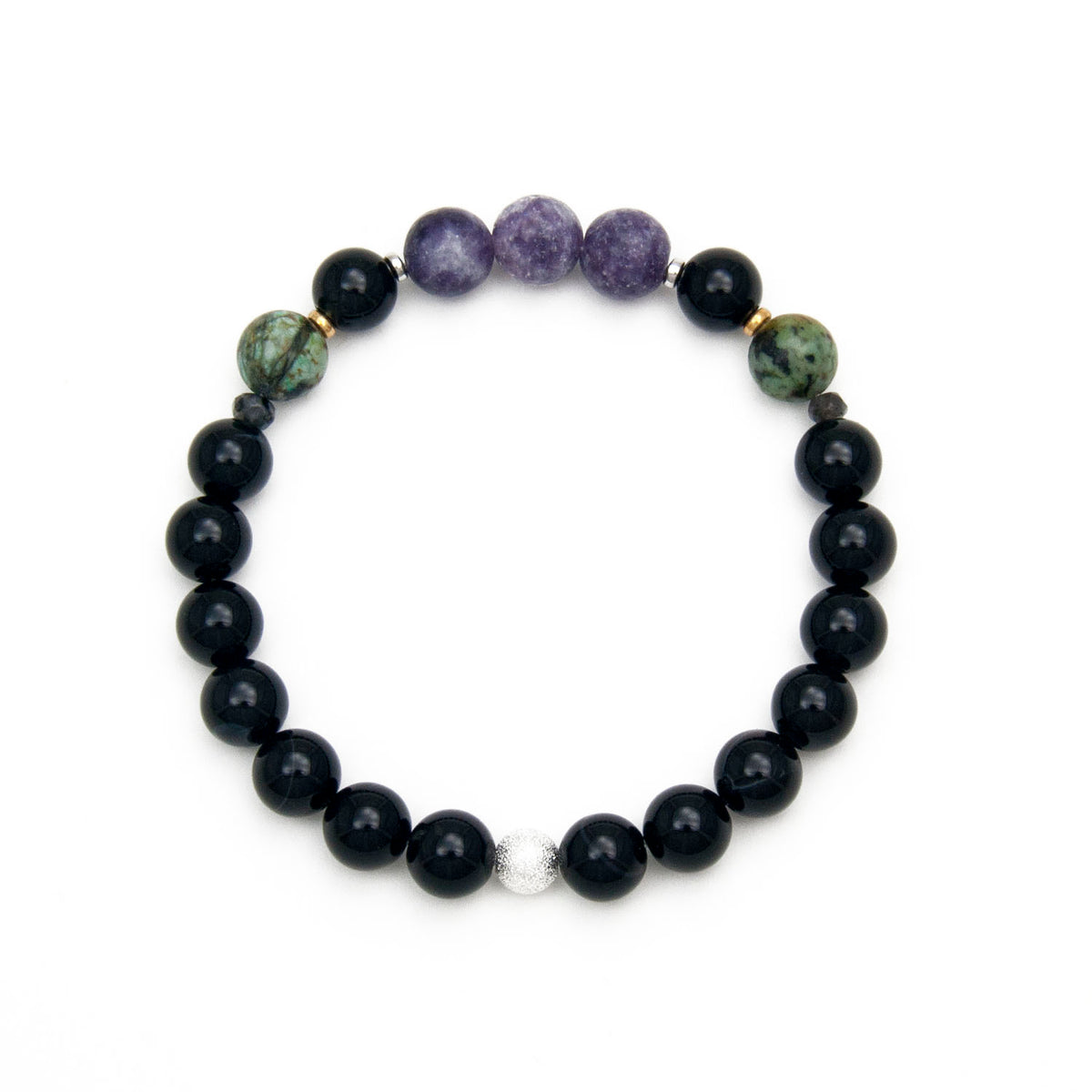 Quiet Mind Bracelet - Lepidolite &amp; Onyx