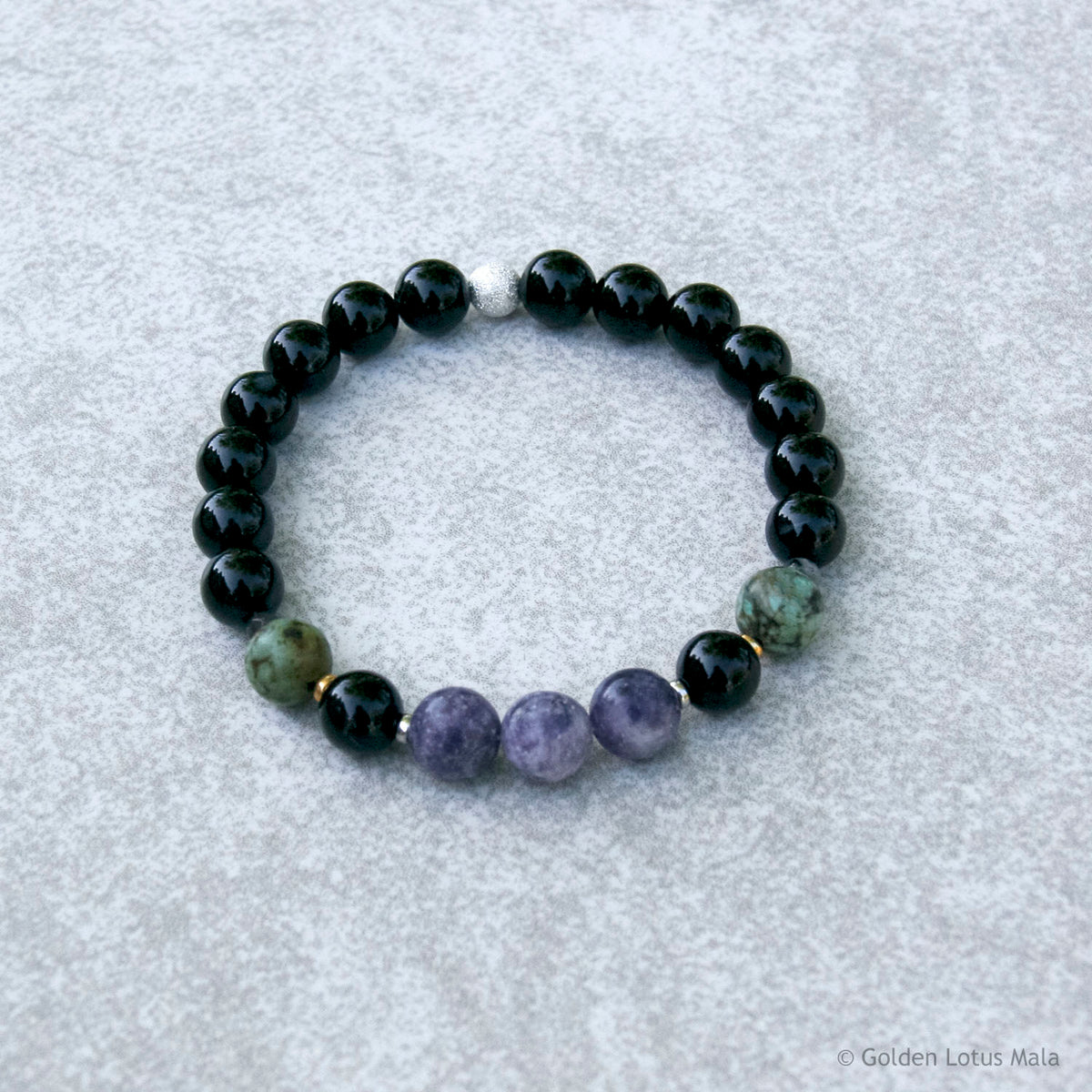 Quiet Mind Bracelet - Lepidolite &amp; Onyx