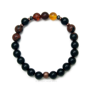 Spark of Life Bracelet - Baltic Amber, Obsidian, Onyx
