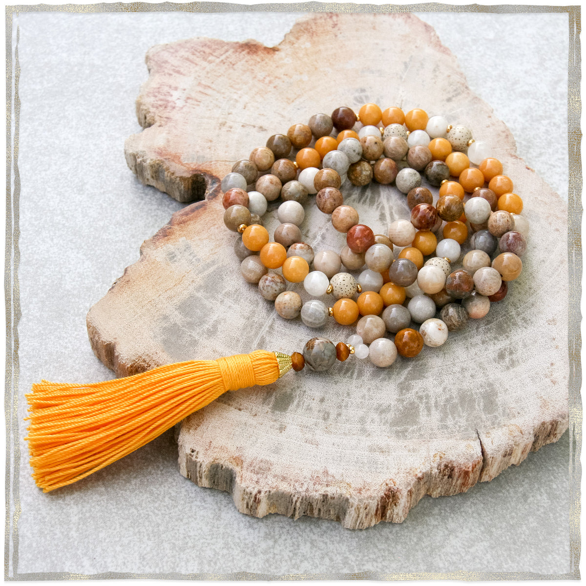 Surya Mala - Yellow Jasper &amp; Moonstone