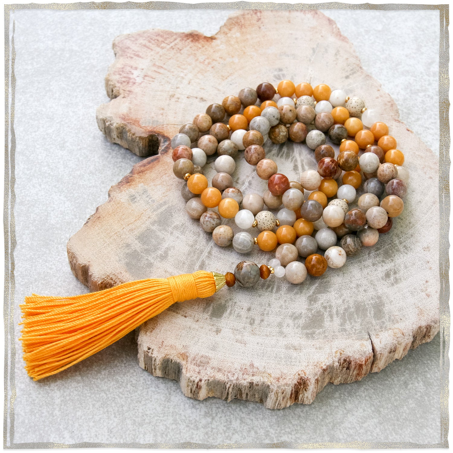 Surya Mala - Yellow Jasper & Moonstone