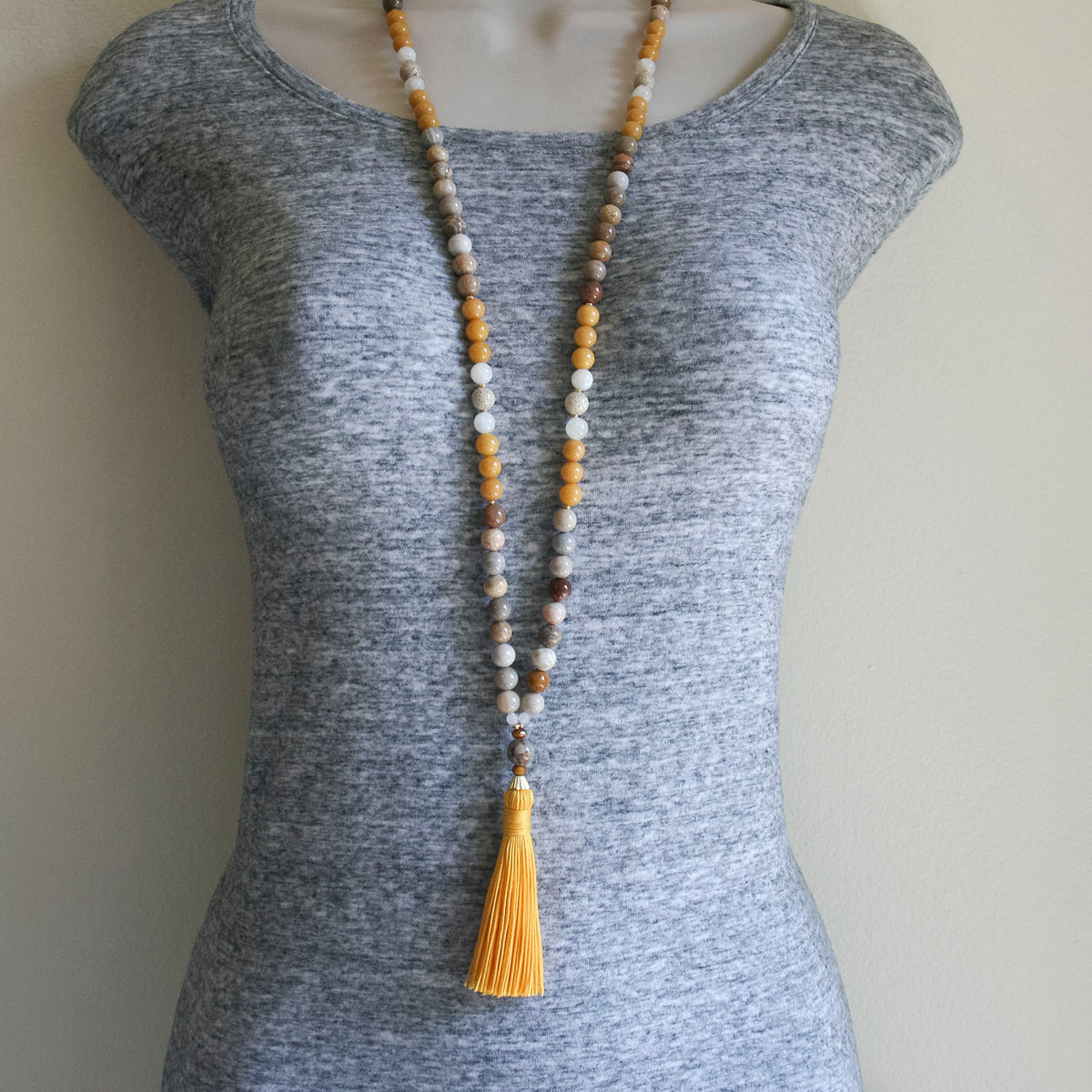 Surya Mala - Yellow Jasper &amp; Moonstone