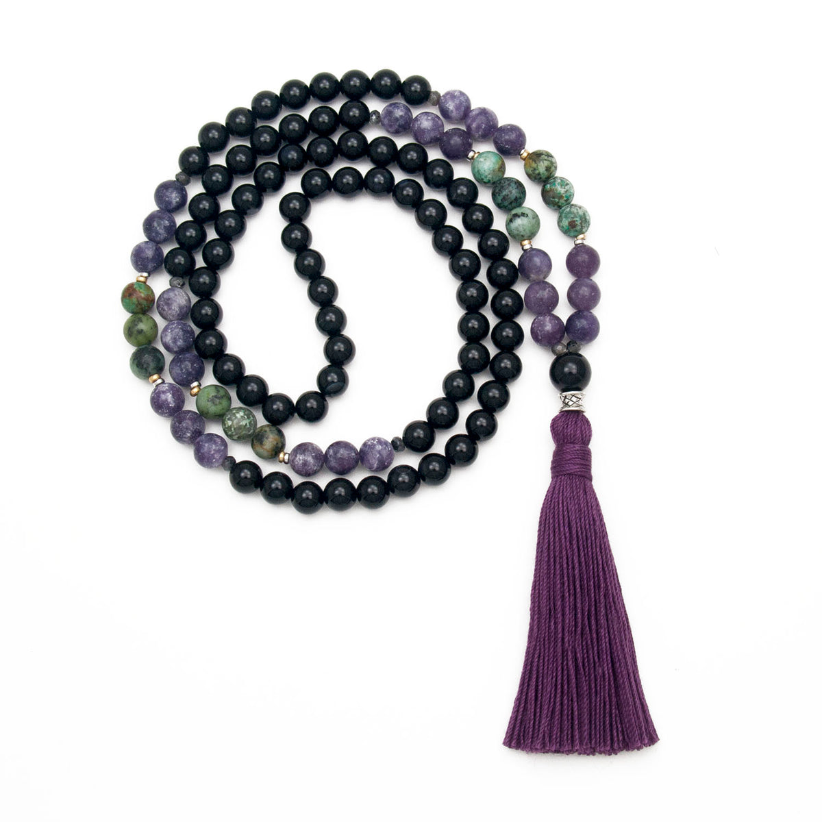 Sacred Serenity Mala - Lepidolite &amp; Onyx